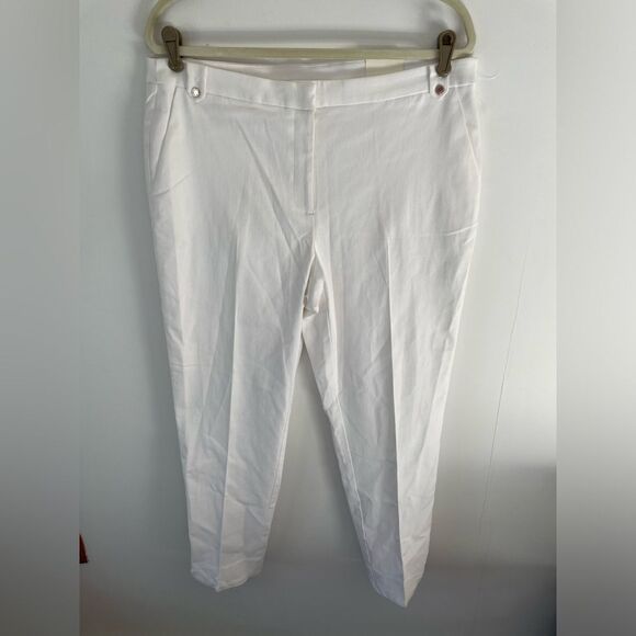 Anne Klein size 12 white dress pants slim regular with silver button detail - Picture 1 of 10